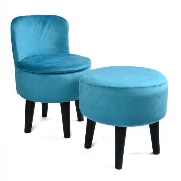 COMBO- PLUSH PLEATED CHAIR + STOOL
