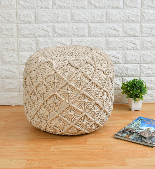CRAFTED - HAND WOVEN MACRAME POUF - Image 3