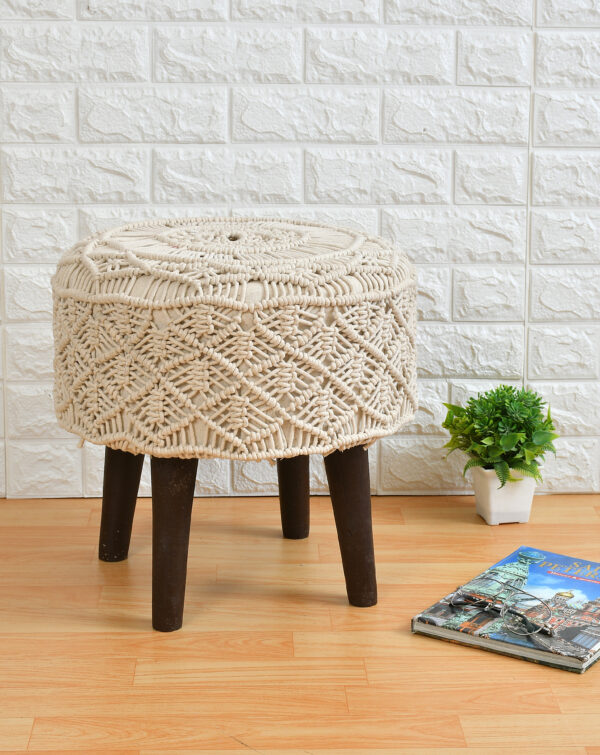 CRAFTED - HAND WOVEN MACRAME STOOL - Image 4